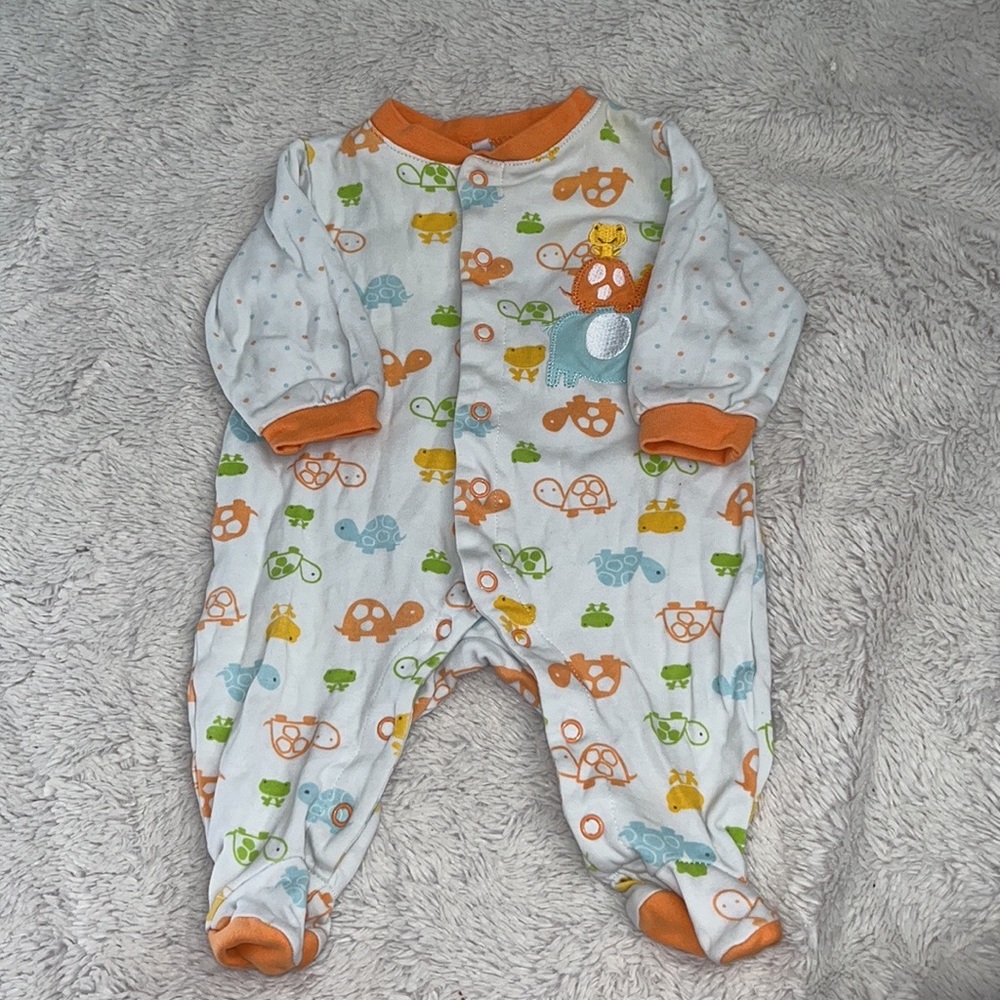 PEKKLE turtle print snap up footie/ sleeper